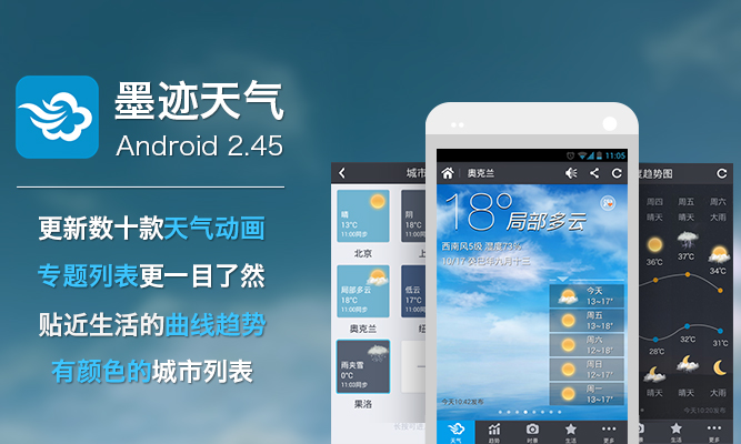 墨跡天氣 Android 2.45 版正式發(fā)布！